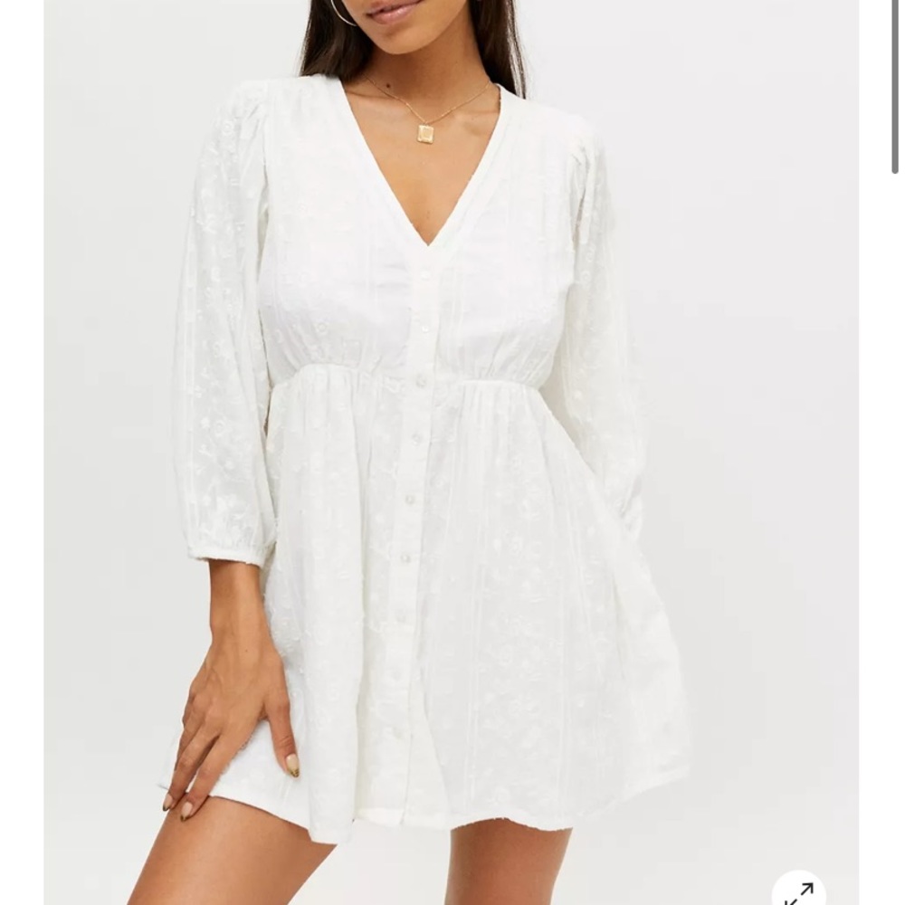 Cass Embroidered Long Sleeve Mini Dress